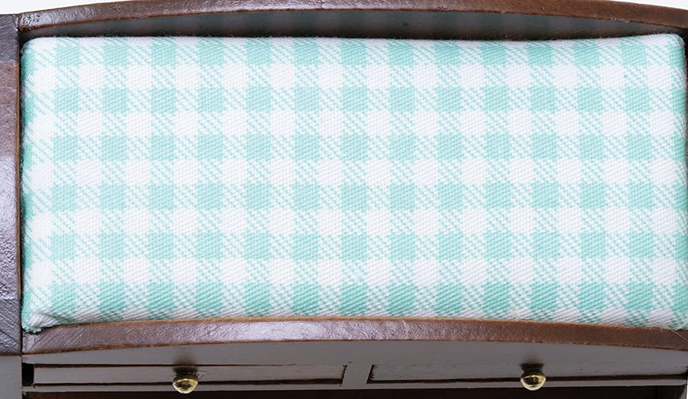 Classics by Handley Dollhouse Miniature Slatted Changing Table with Mattress (Walnut Changing Table with Blue Mattress)
