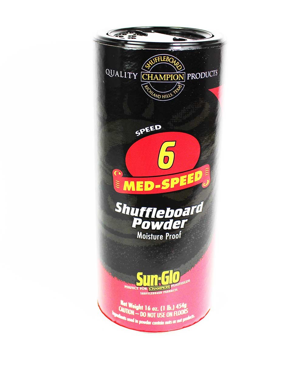 Sun-Glo Speed #6 Medium Speed Shuffleboard Table Powder Wax (16oz) & Sweep Bundle