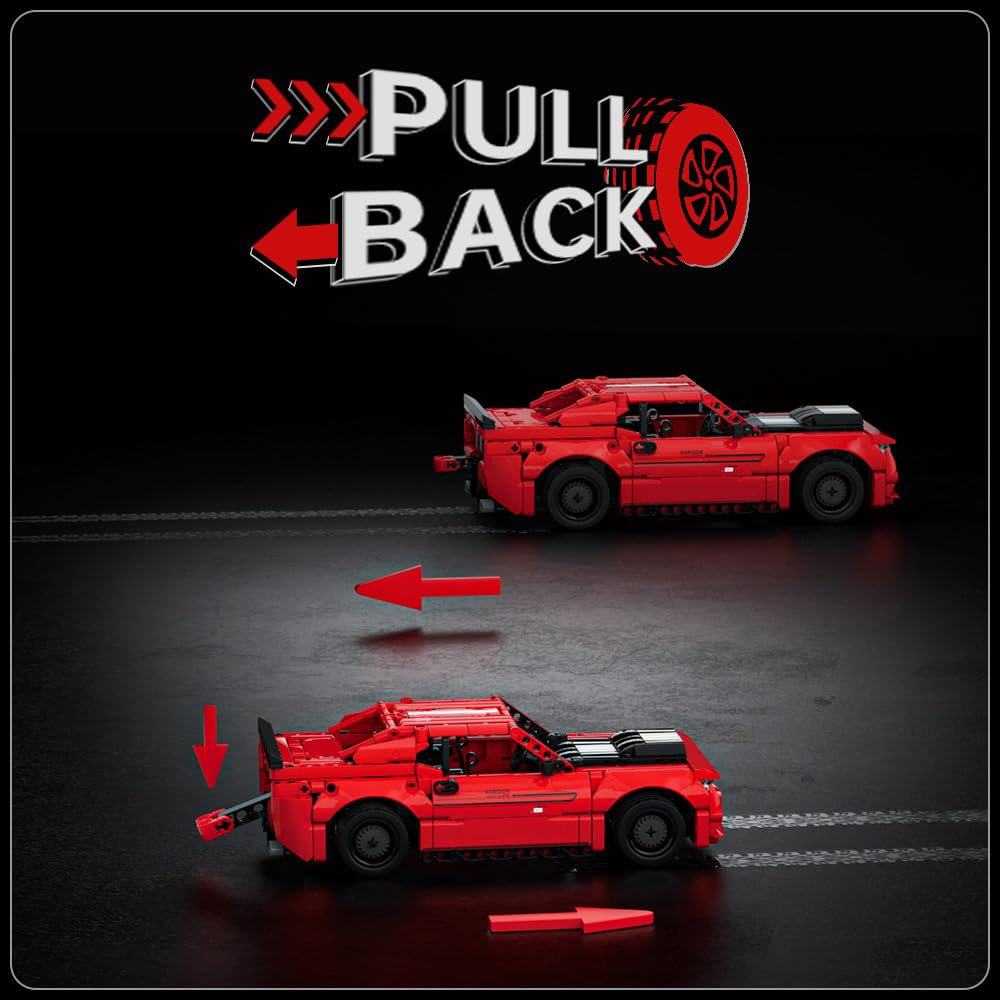 Mould King Hellcat Super Car Models Building Toys, 15080 Pull Back Toy Cars, Speed Champion Model Car Kits for Adults Kids 8+ (738 PCS)