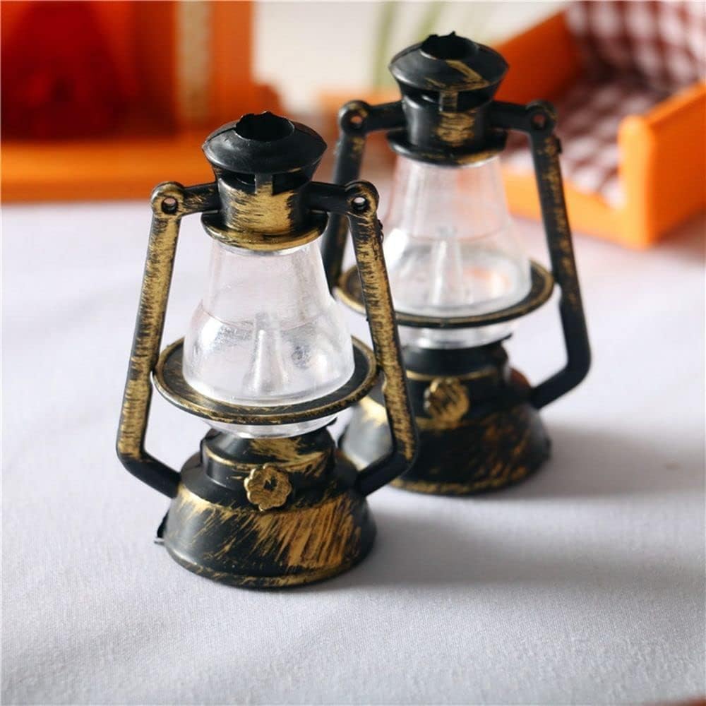 1pc Bronze Color Miniature Lamps for Dollhouse, Doll House Retro Oil Lantern Dollhouse Accessories Scene Ornaments Dollhouse Miniature Scene Model