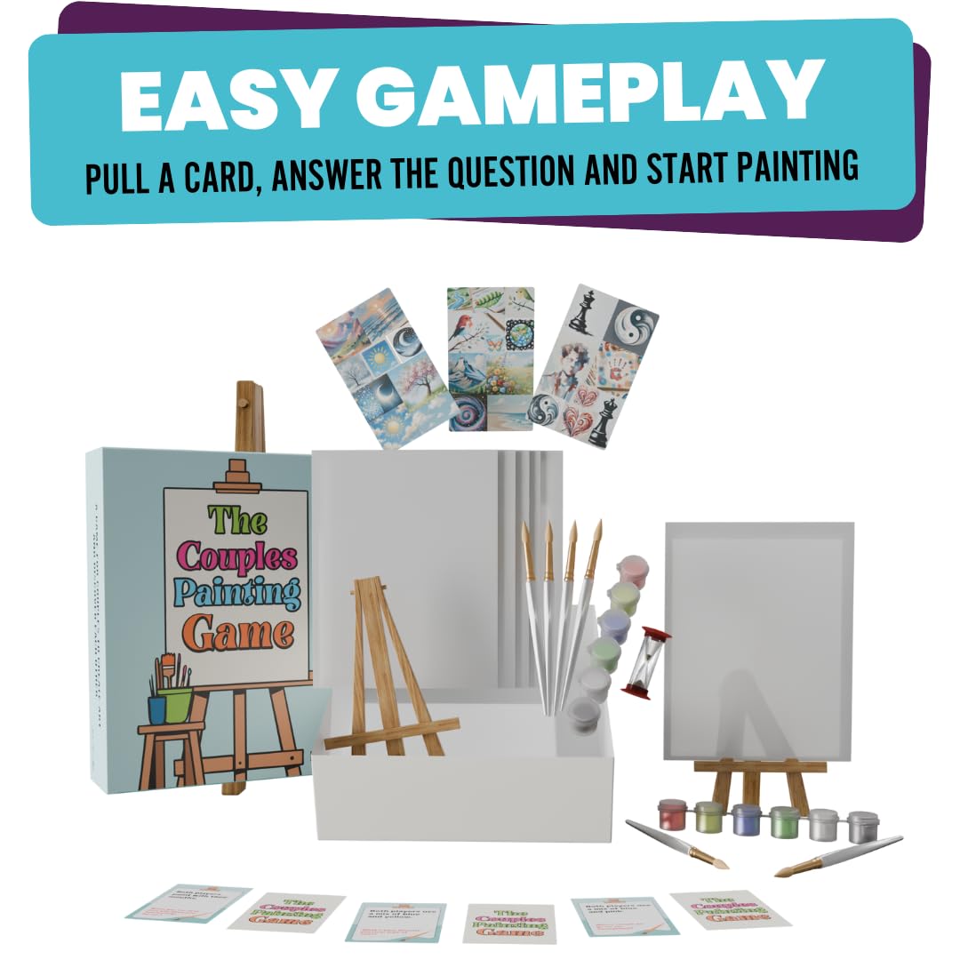 The Couples Painting Game - Date Night Card & Painting Kit | Fun DIY Activity with Prompts, Challenges & Questions for Deeper Connection, Meaningful