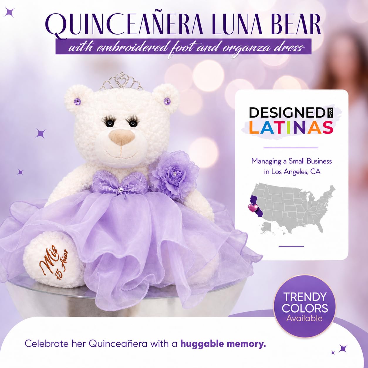 Kinnex Collections by Amanda 20" Quince Anos Quinceanera Last Doll Teddy Bear with Dress (Centerpiece) B16831-6 (Gold)