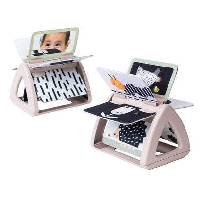 Taf Toys Black & White Rattling Spinning Book High Contrast Newborn Baby Toy 0-6 6-12 Months with Mirror for Visual Stimulation, Tummy Time & Early
