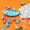 Gigglescape Wooden Balance The Cat Game - 23-Piece Stacking Toy with Fish Base, Colorful Cats, Wooden Die & Storage Bag - Fine Motor Skill Builder