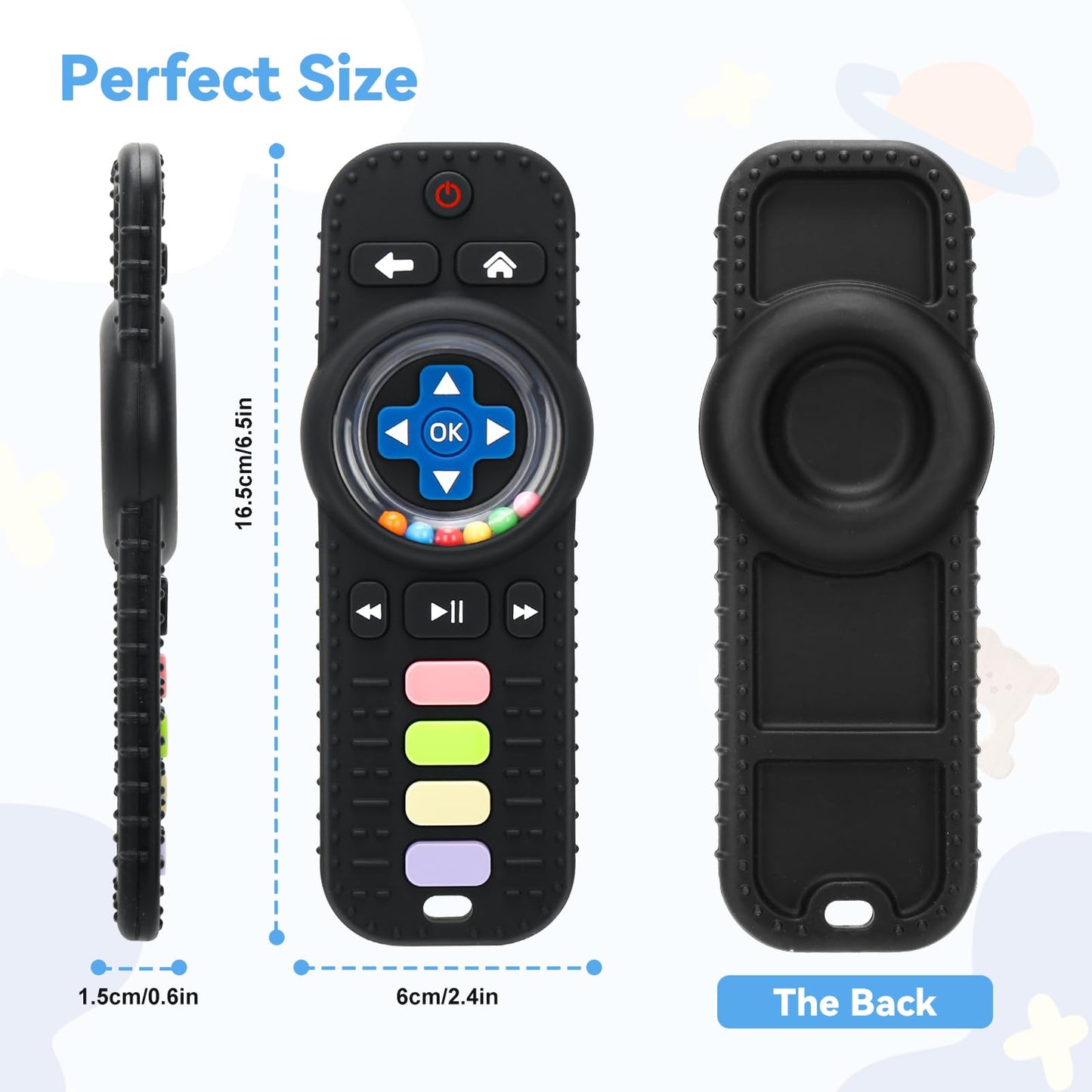MISSLILI Teething Toy for Babies 3-6-12 Months, Silicone Baby Rattles Teether, Teething Relief Infant Toddles TV Remote Control Teether for 0-24