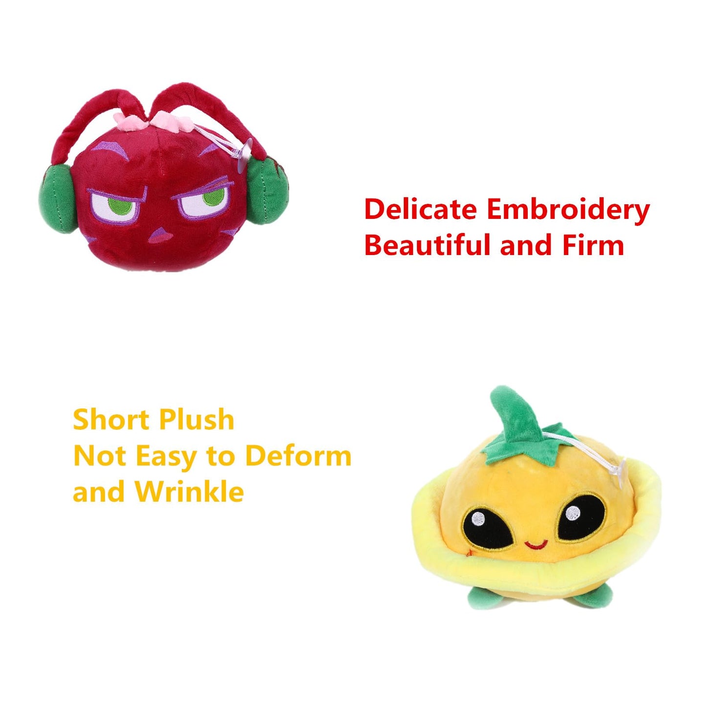 Suyudian 3 PCS PVZ Plant and Zombies Plush Plants Sets 1 2 Stuffed Soft Toys Orange Bean, Yellow Flying PVZ Figure Doll, Great Gifts for Boys