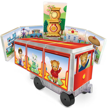 CreateOn Daniel Tiger’s Neighborhood: Neighborhood Trolley Magnetic Tiles Structure Set, Building Toys for Kids, Educational Stem & Montessori Tools