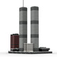 BrickCraftWorks 1/2000 Scale World Trade Center (1973-2001) Micro Parts Building Blocks Set, Famous Landmark Buildings Model, Display and Collect Toy