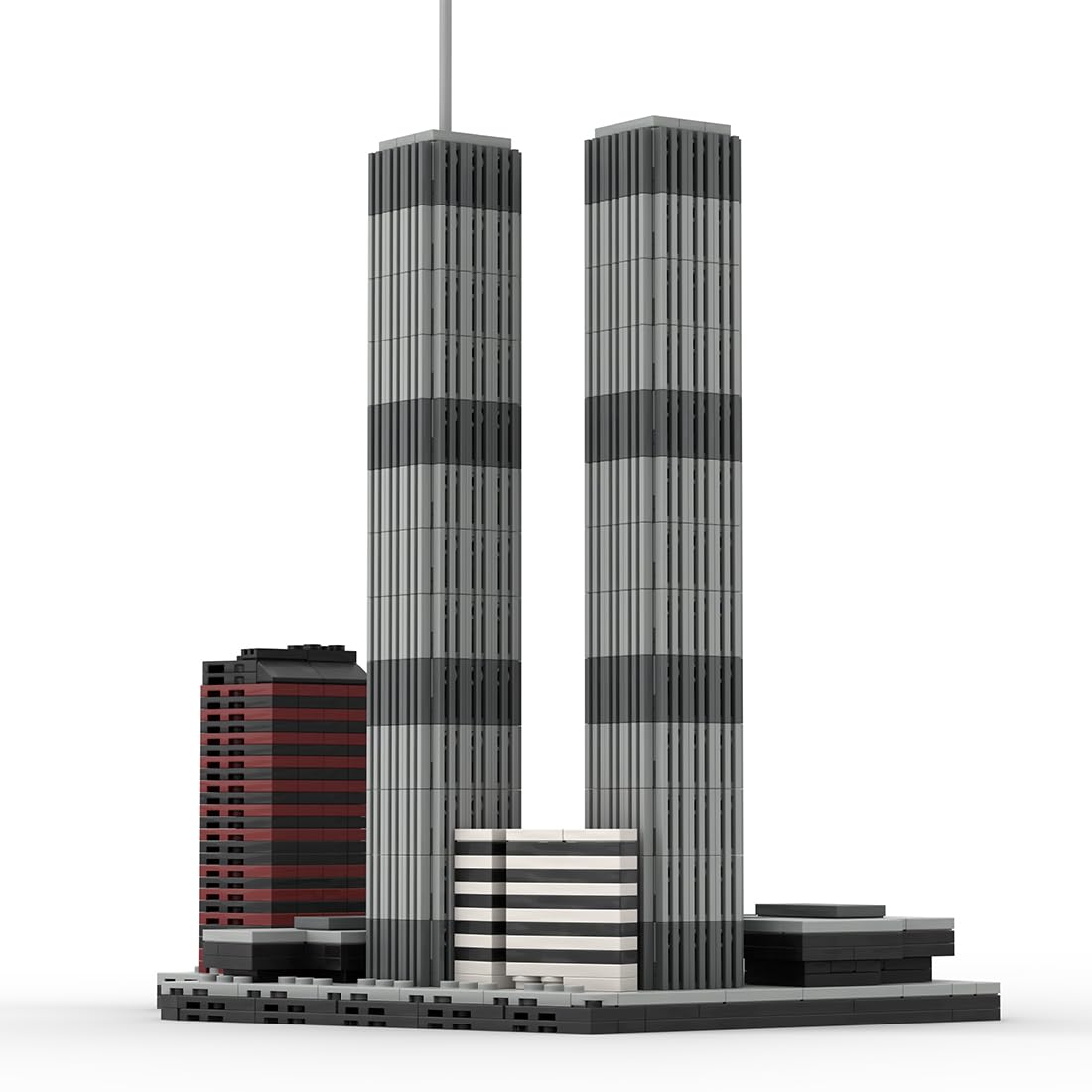 MakerTopia World Trade Center Model (1973-2001) Building Blocks Set, 1/2000 Scale New York City Landmark Architecture, Collectible Building Kit