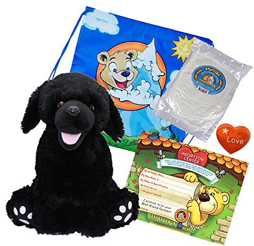 Stuffems Toy Shop Make Your Own Stuffed Animal 16" "Shadow the Black Labrador - No Sew - Kit with Cute Backpack!