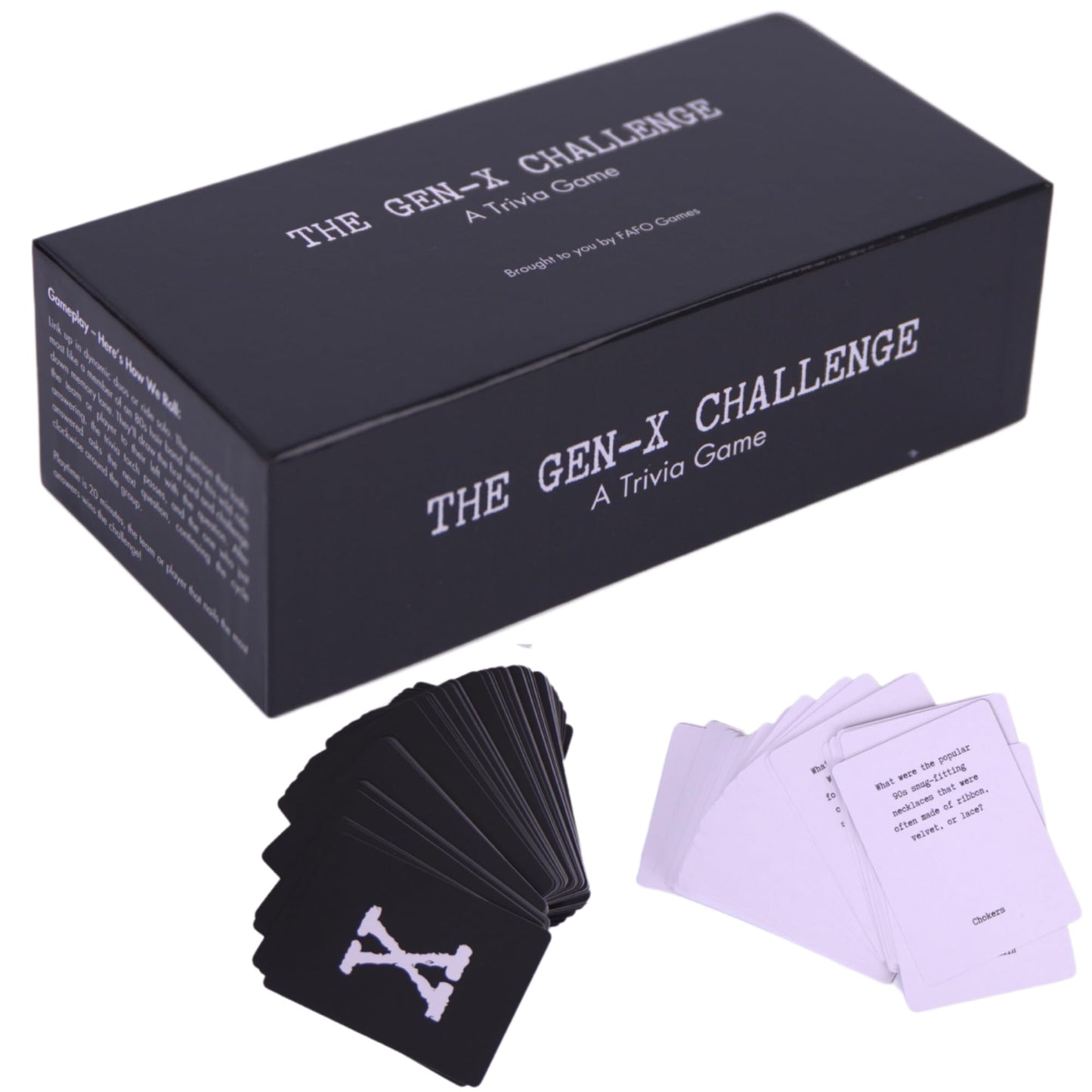 FAFO GAMES The Gen-X Challenge - 80s and 90s Trivia Card Game with 600 Trivia Cards - Pop Culture Trivia Game with Movies, Music, TV Shows - Ideal