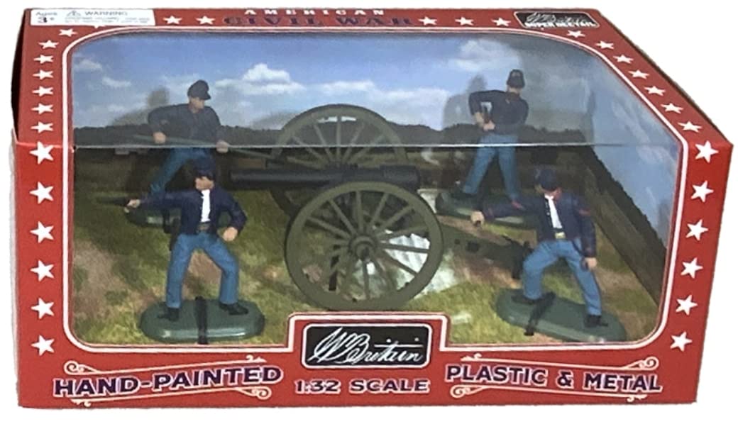 W. Britain American Civil War 52109 Union 10 Pound Parrot Cannon with 4 Man Crew 1:32 Scale Plastic