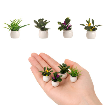 4 Pcs Doll House Plants, Miniature Potted Plants for Dollhouse Decor, Realistic Mini Plants Dollhouse Accessories for Living Room, Bedroom, Garden