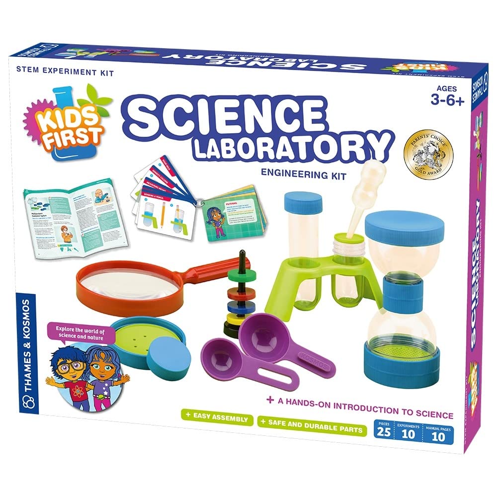 Thames & Kosmos Kids First Science Laboratory STEM Experiment Kit for Preschoolers, Young Learners Ages 3+ | Includes Durable, Colorful, Plastic