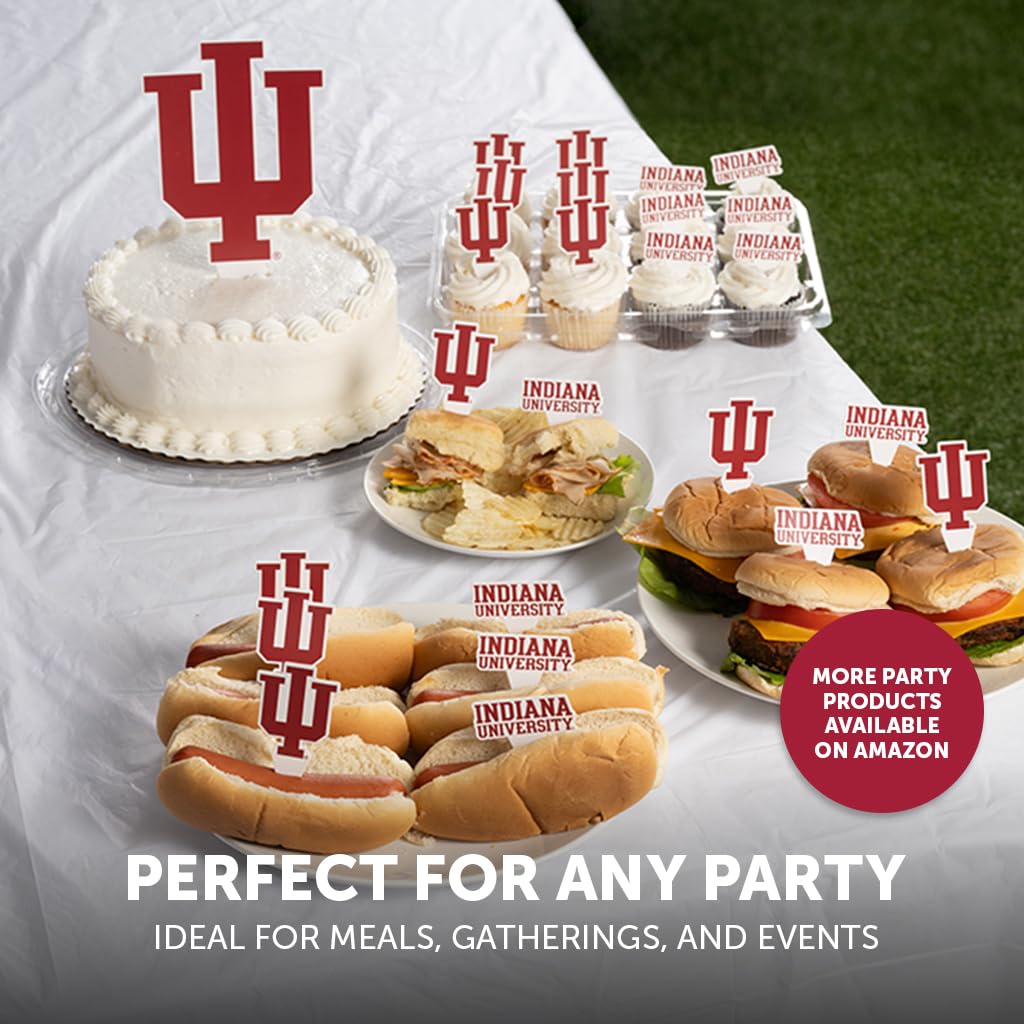Desert Cactus Indiana University IU Hoosiers Food Picks, Cupcake and Cake Toppers, Cake Pop Sticks - 25 Pcs Party Supplies and Decorations