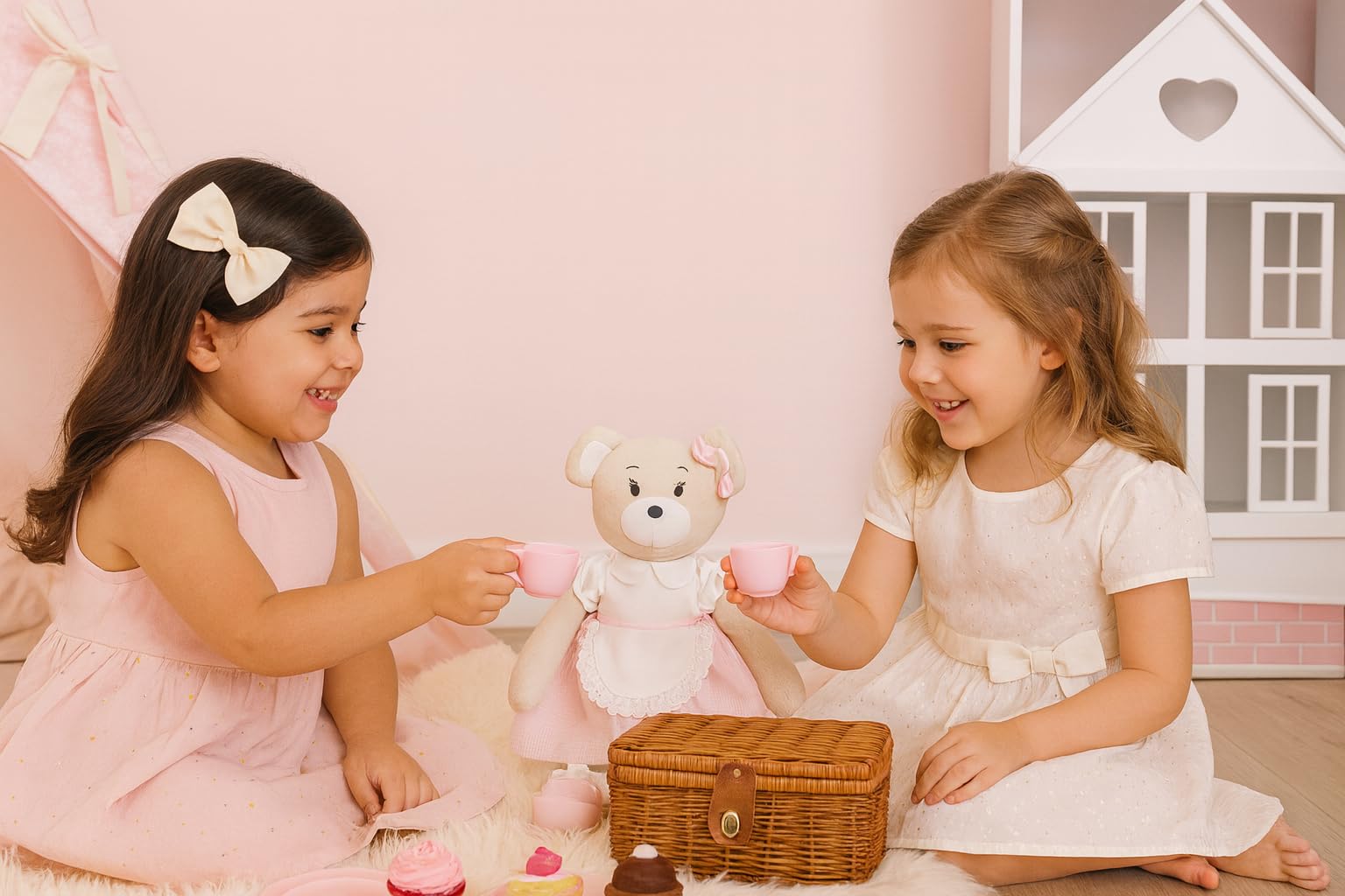 Inspired by Jewel Clover the Bear - Premium Plush Teddy (19”) | Gift-Ready Stuffed Animal with Tulle Skirt & Bow | Handmade Keepsake Doll for Kids