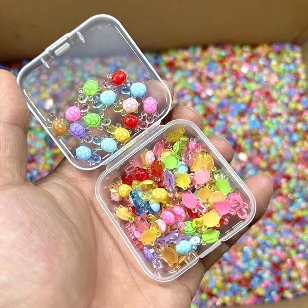 100 Pcs Colorful Resin Turtles for Crafts Dollhouse Miniatures,Mini Resin Turtles Toy,Mini Animals,for DIY Craft Garden?Landscape?DollhousePotted