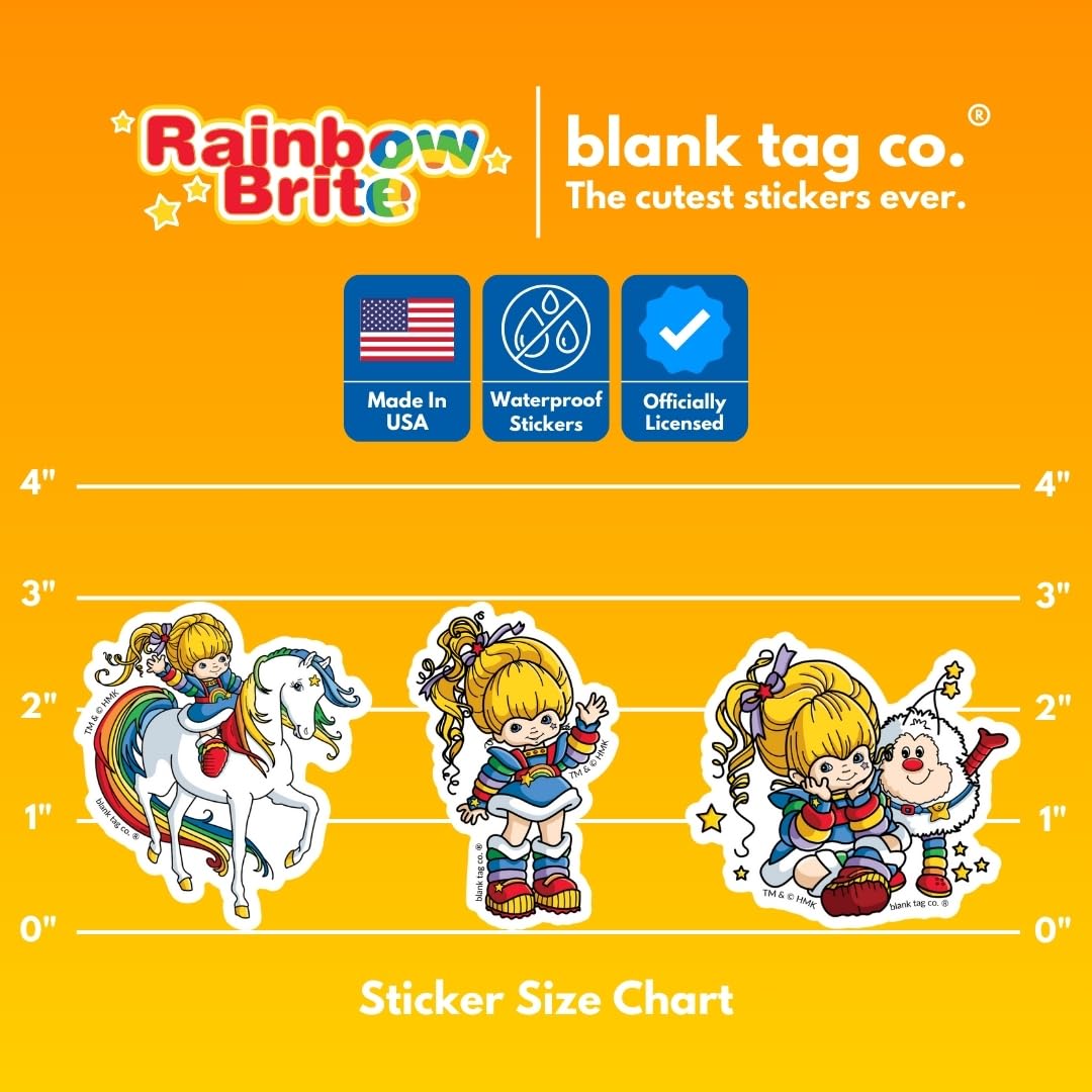 Rainbow Brite® Sticker Bundle - Waterproof Stickers for Water Bottles and Laptops