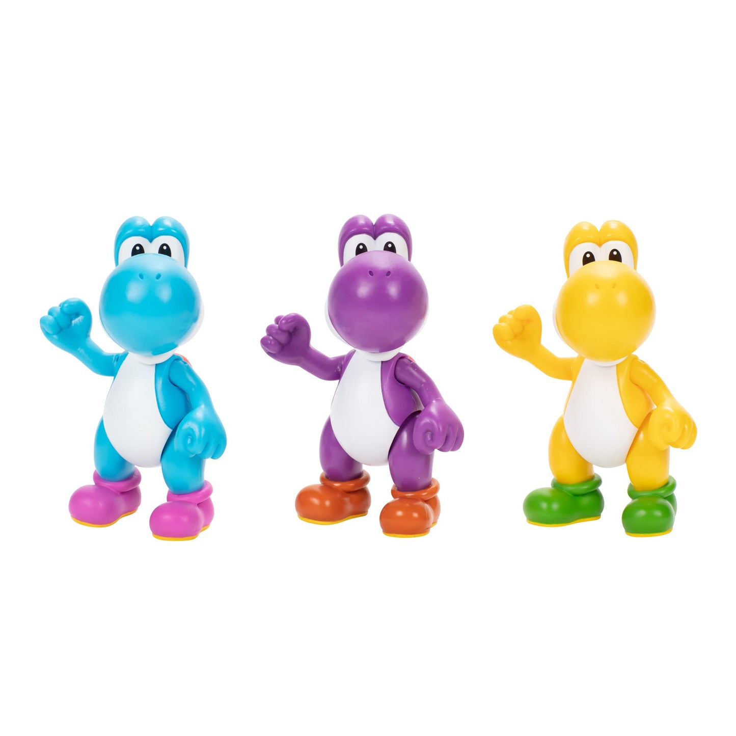 Nintendo Yoshi 3-Pack Action Figures, 4 Inch / 10cm Authentic Super Mario Figures Includes Yellow Yoshi, Purple Yoshi and Light-Blue Yoshi, Ideal
