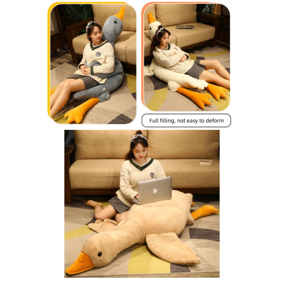 OPHRBU Goose Plush Toy Pillow, Soft and Fluffy swan Stuffed Animal Pillow, Gift for Kids and Friends. 1piece (Grey 19.8 inches)