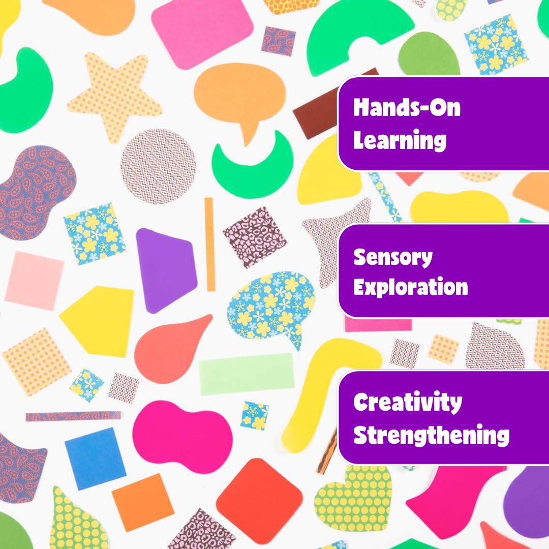 Roylco Paper Popz - 1500 Pre-Cut Patterned Paper Shapes, Assorted Colors & Designs up to 2.25", Kids Collage, Scrapbook & Mosaic Craft Supply, Made in