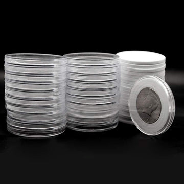 20pcs Clear Plastic Coin Capsules, Coin Collection Case of 5 Size with Adjustable Gasket for Coin Collection American Silver Eagle Liberty Coin &JFK