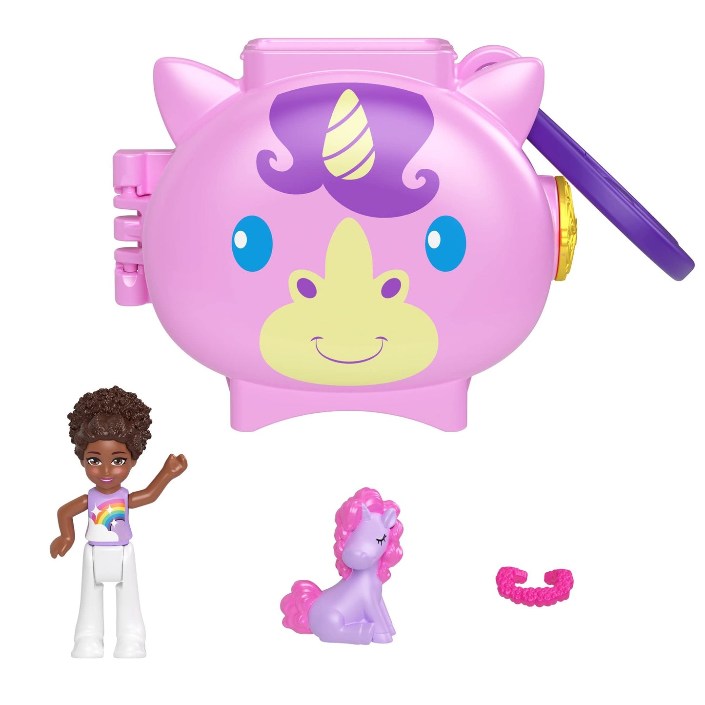 Mattel Polly Pocket Pet Connects Unicorn Micro Playset Figurine + Animal + Accessory