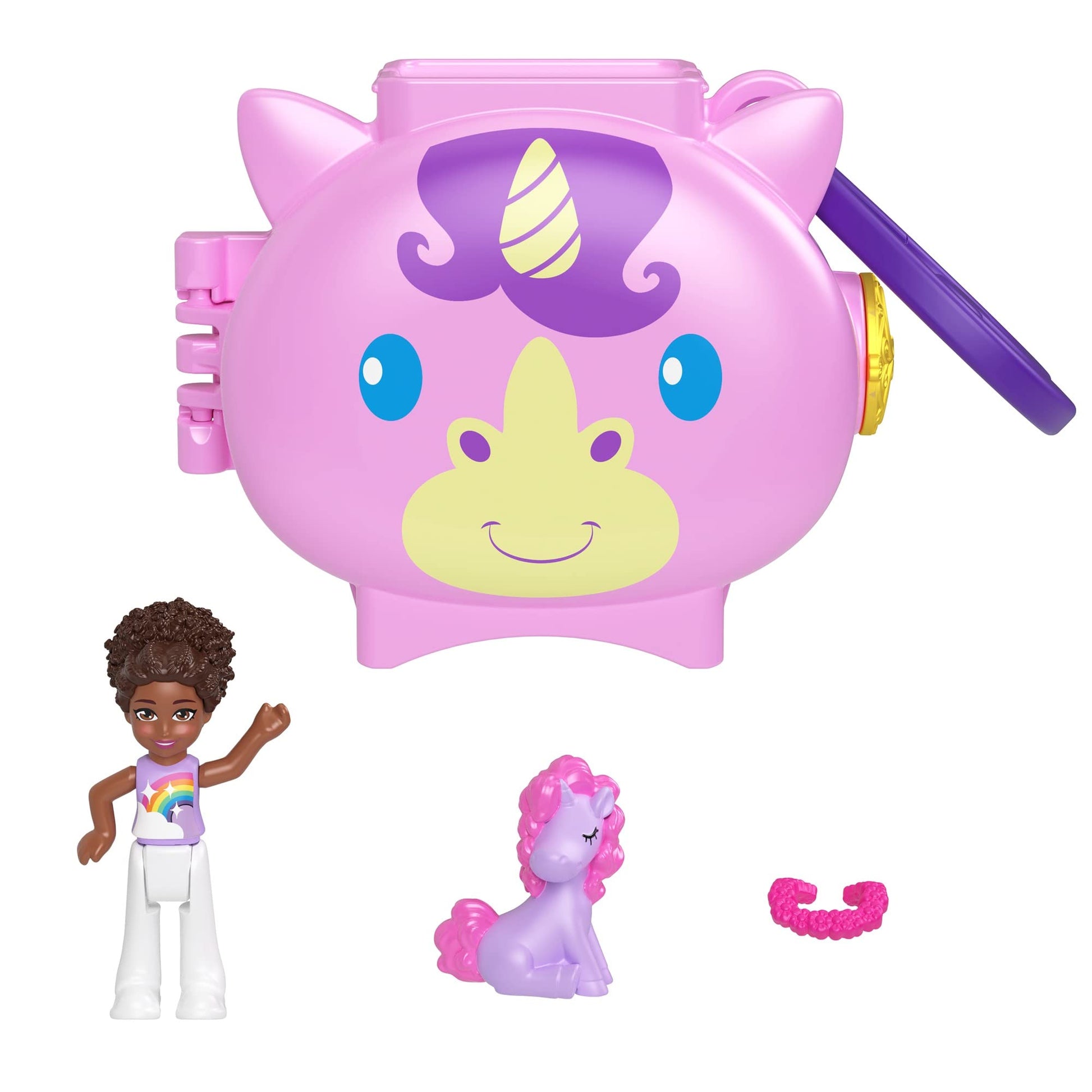 Mattel Polly Pocket Pet Connects Unicorn Micro Playset Figurine + Animal + Accessory