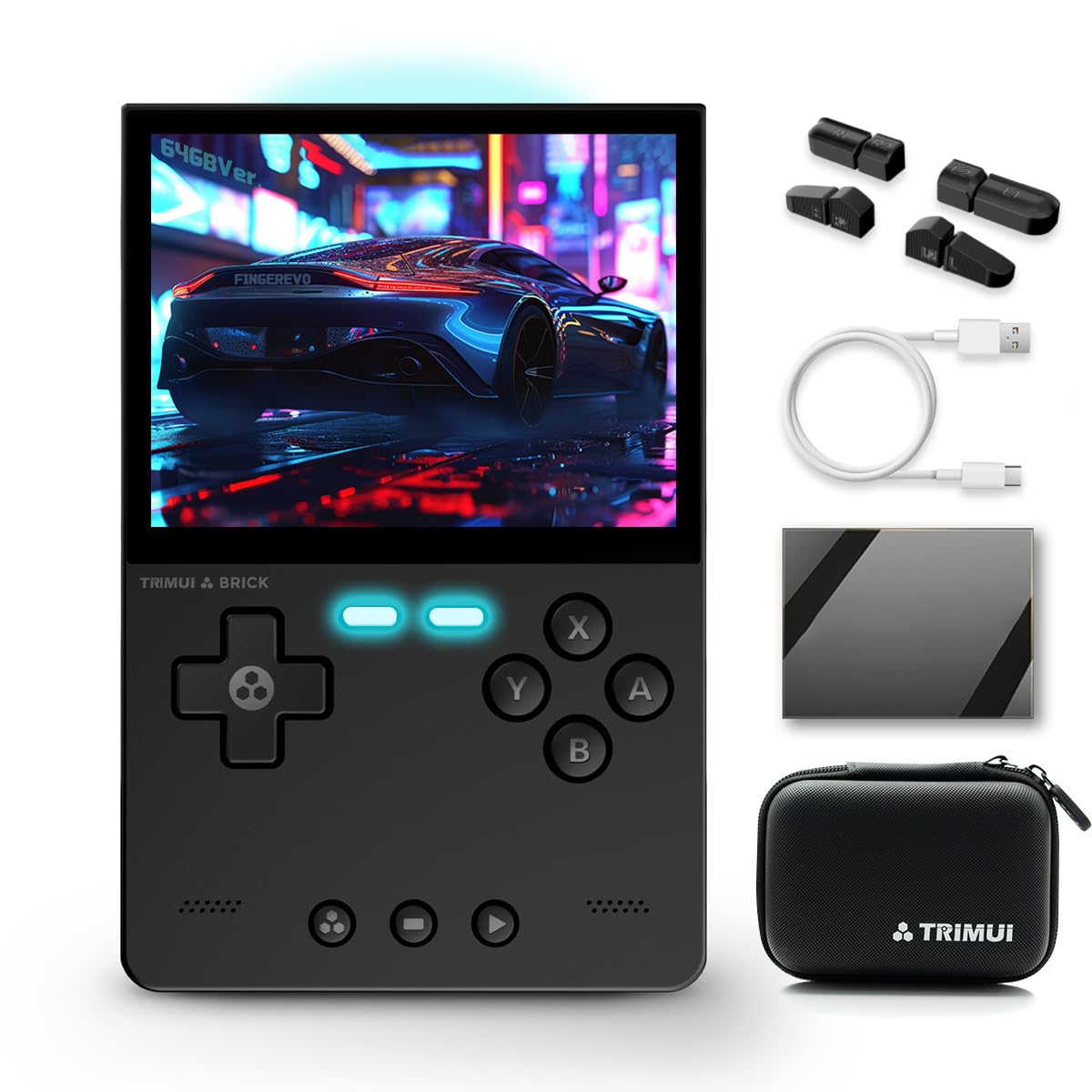 FINGEREVO Trimui Brick Handheld Game Console 3.2-inch 1024 * 768 IPS Screen 3000mAh Trimui-brick Opensource System with Portable Case and Screen