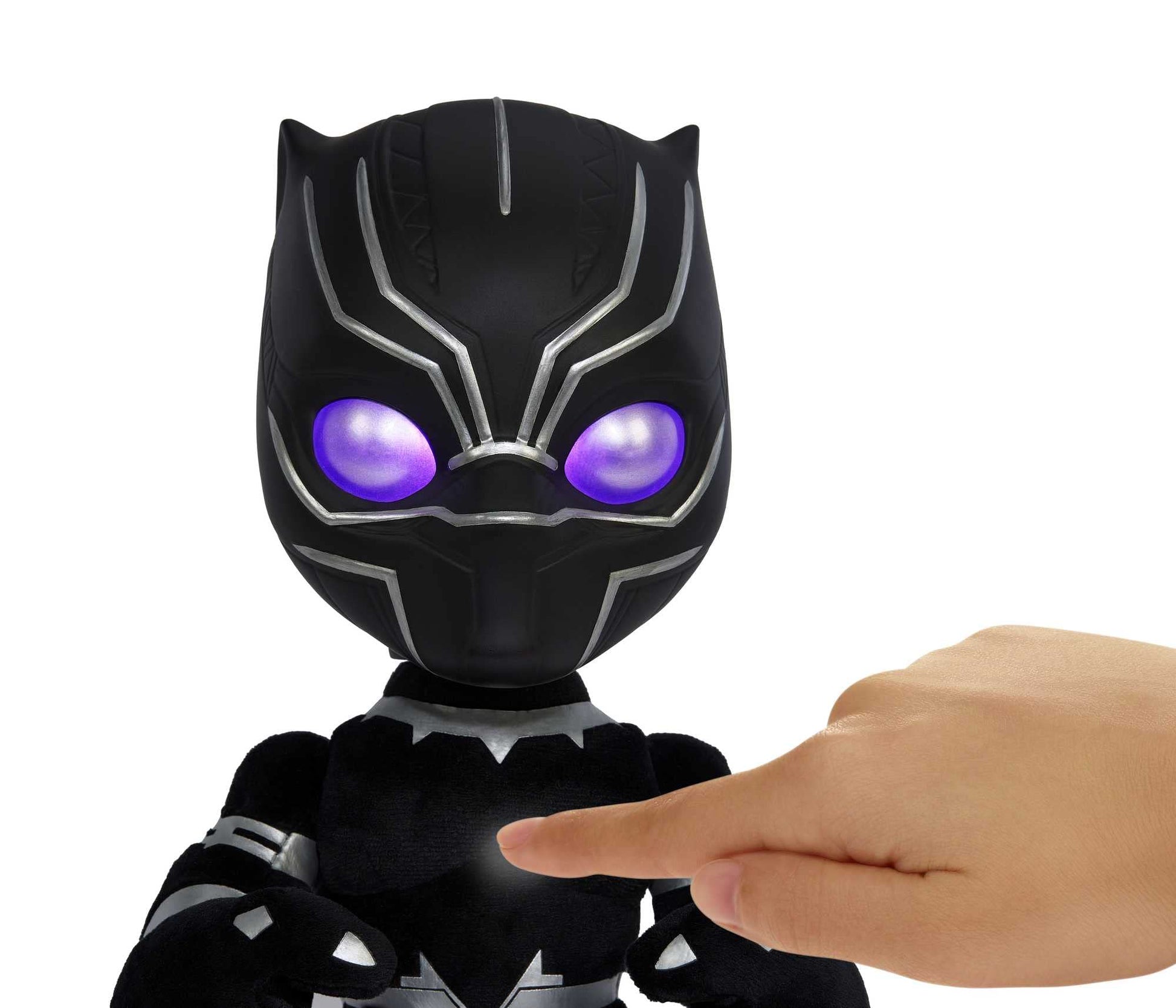 Mattel Marvel Black Panther Plush 11-inch Figure, Heart of Wakanda T'Challa with Soft Body Plus Lights and Sounds