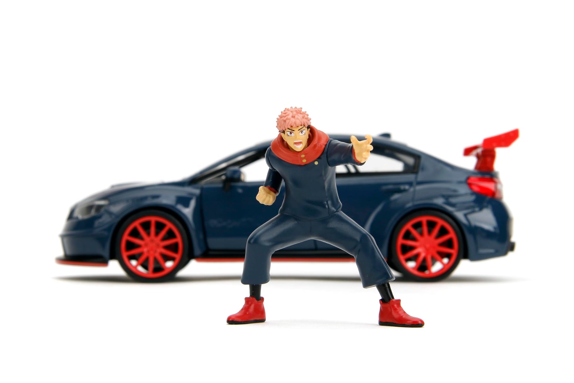 Jada Toys 2016 Subaru WRX STI w/Yuji Itadori Die-Cast Figure, Jujutsu Kaisen 1:24 Scale Collectible Car - Opening Doors, Hood & Trunk
