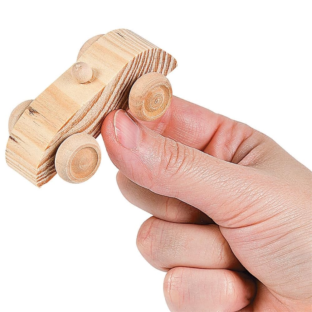 Fun Express Wooden Cars to Paint 12 Pack - DIY Crafts for Kids Ages 4-8 | Kids Crafts Wood Painting Set for Boys & Girls | Perfect for Birthday Party