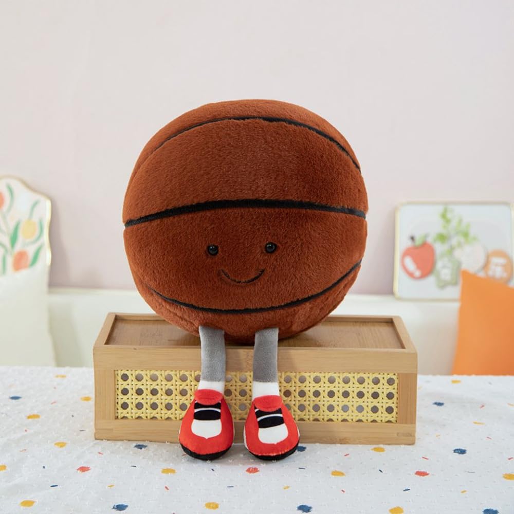 Basketball PlushToys,9.8" Soft Stuffed Sports Balls Toys Cute Fun Plush Ball Creative with feet Soccer Doll,Plush Stuffed Spherical Soft Toys Small
