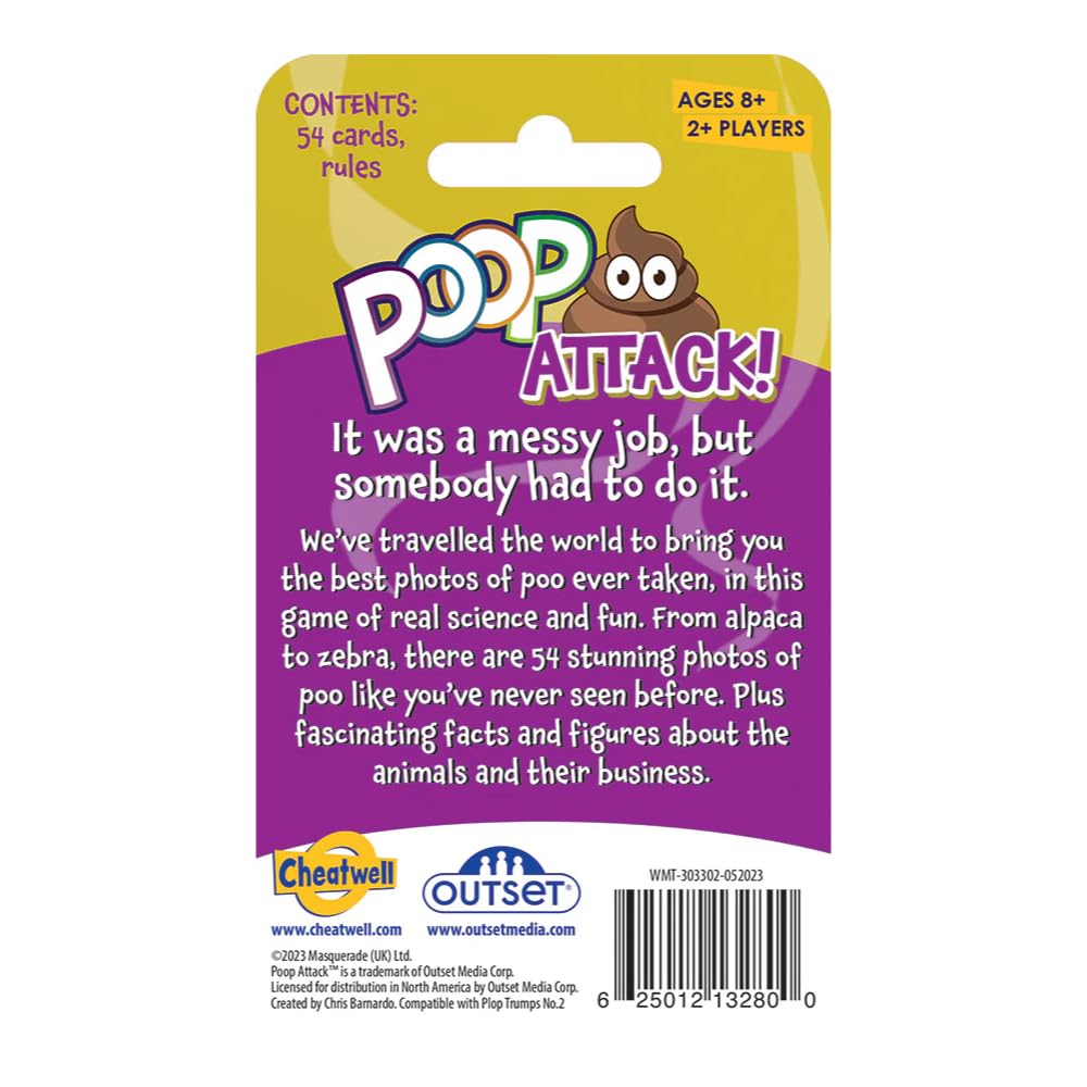 Outset Media Poop Attack Travel Card Game - The Game that Takes an unprecedented Look at the Wonders of the Animal World! - for 2 or More Players Ages