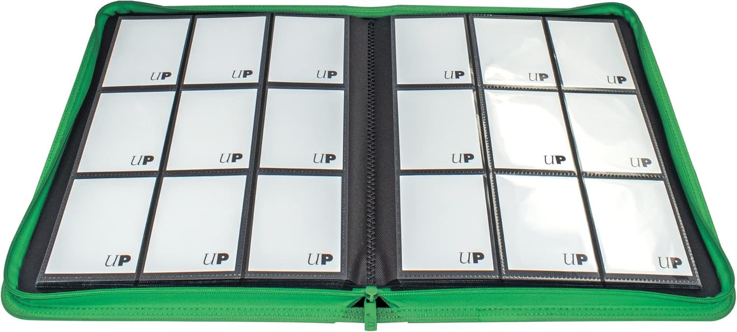 Ultra PRO - Vivid 9-Pocket Zippered PRO-Binder: (Green) - Protect Up to 360 Collectible Trading Cards, Sports Cards or Valuable Gaming Cards, Ultimate