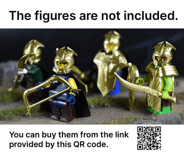 MAGMA BRICK Elf Metalic Gold and Rose Gold of Lances, Bows, Sword, Helm and Armour for Major Brand Building Block Minifigure 72 PCS