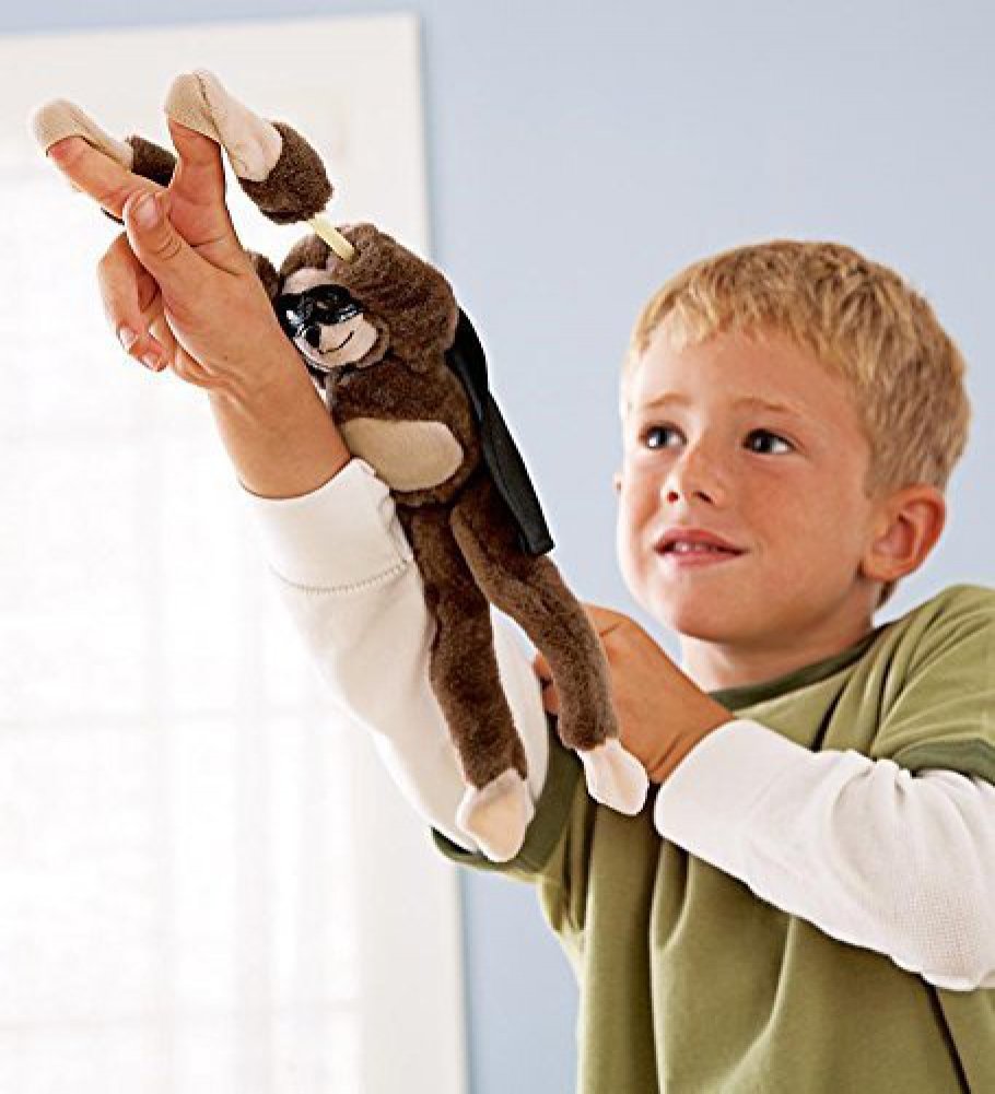 YMCtoys - Flying Screaming Flingshot Slingshot Novelty Monkey Plush Doll Toy, Launches up to 50 Feet