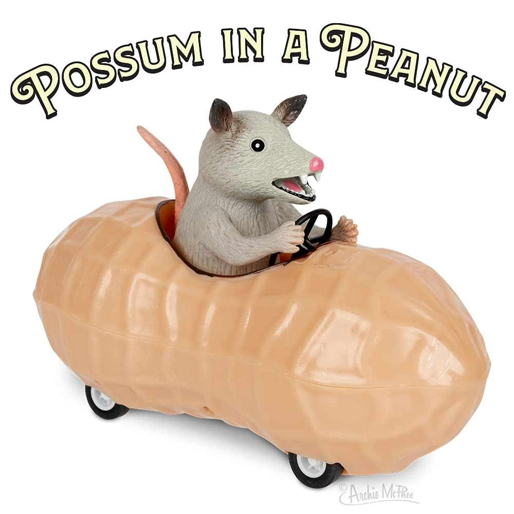 Archie McPhee Possum in a Peanut Pull Back Toy Car (12967)