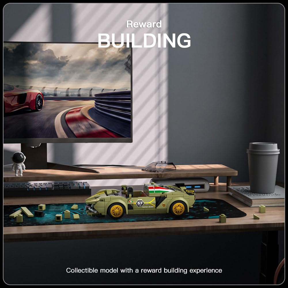 Mould King Speed Champion Super Car Building Sets with Display Case, Model Car Kits Sports Building Blocks, Cool Simulation Cockpit Race Kits