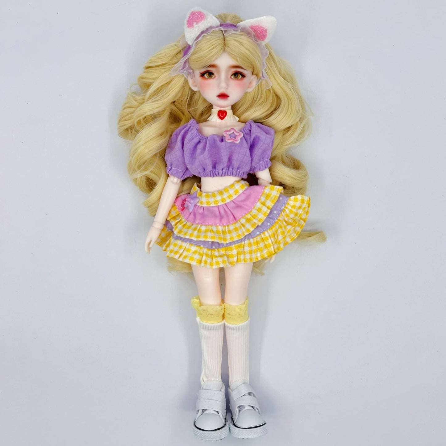 Linara 1/6 BJD Doll 12in Full Set with Dress Shoes Wig Makeup Christmas Birthday (Purple)
