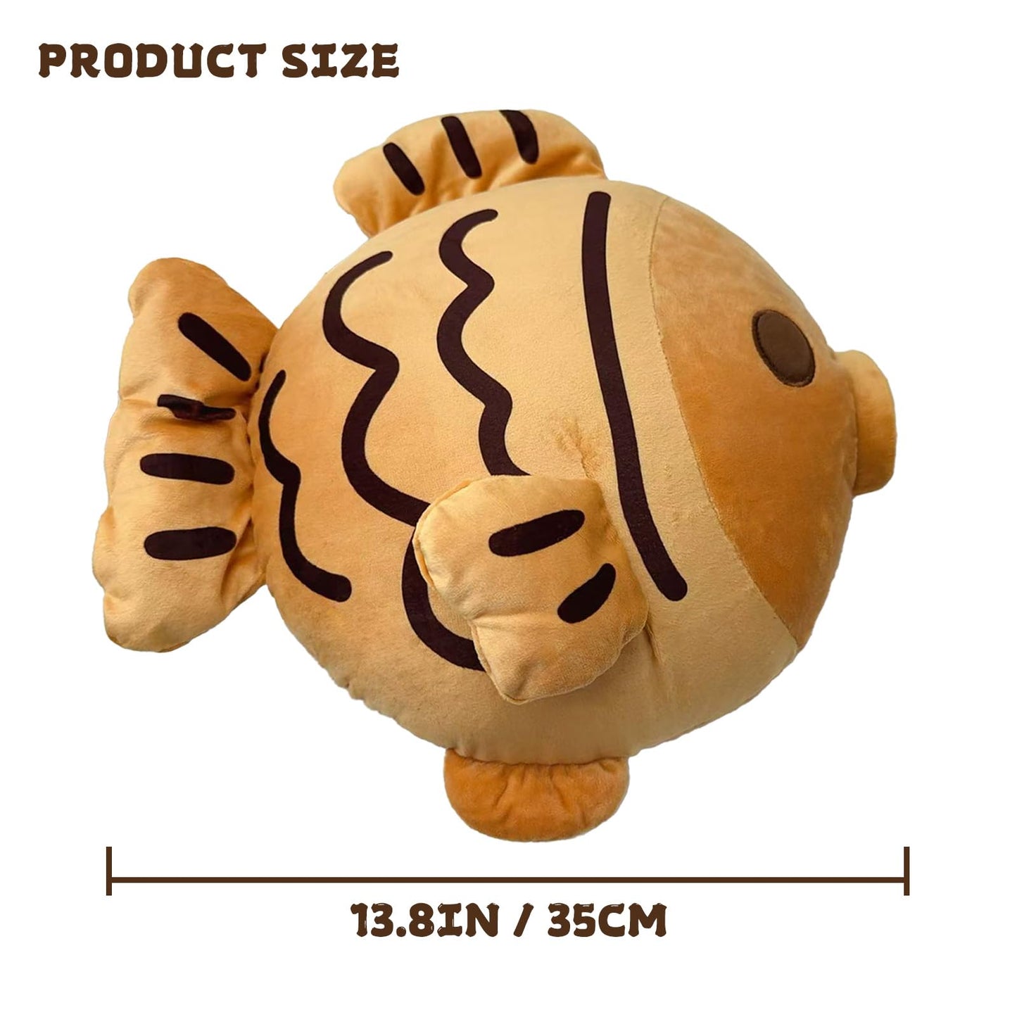 Roqei Cute Taiyaki Plush, 13" Kawaii Taiyaki Fish Stuffed Animal - Soft Stuffed Fish Plush for Home Decor, Perfect for Kids, Boys & Girls