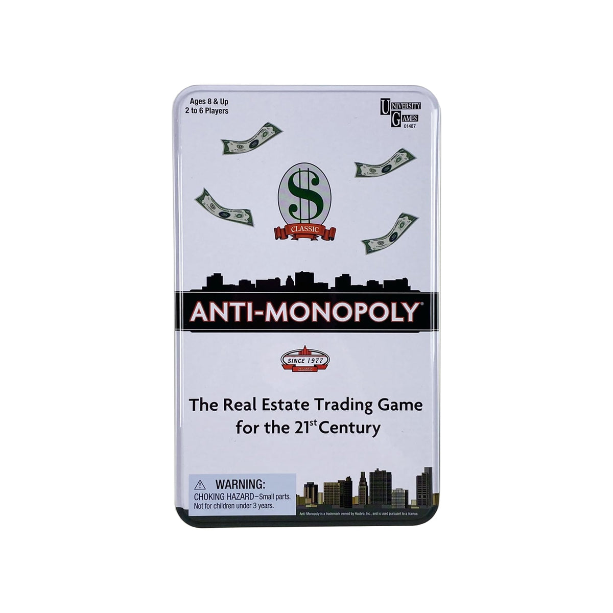 University Games Anti-Monopoly Travel Family Board Game Tin, Ages 8+