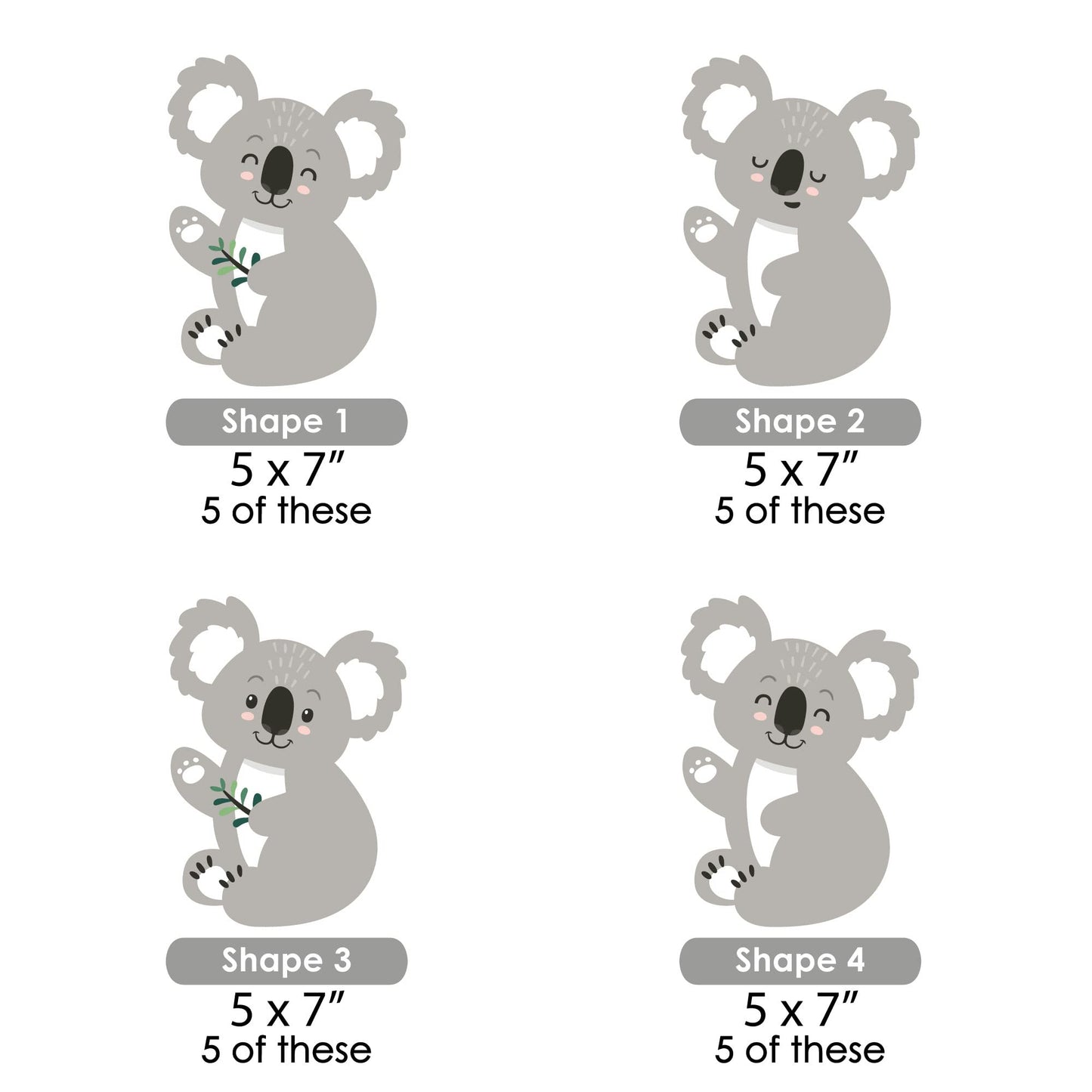 Big Dot of Happiness Koala Cutie - Waving Koala Decorations DIY Bear Birthday Party and Baby Shower Essentials - Set of 20