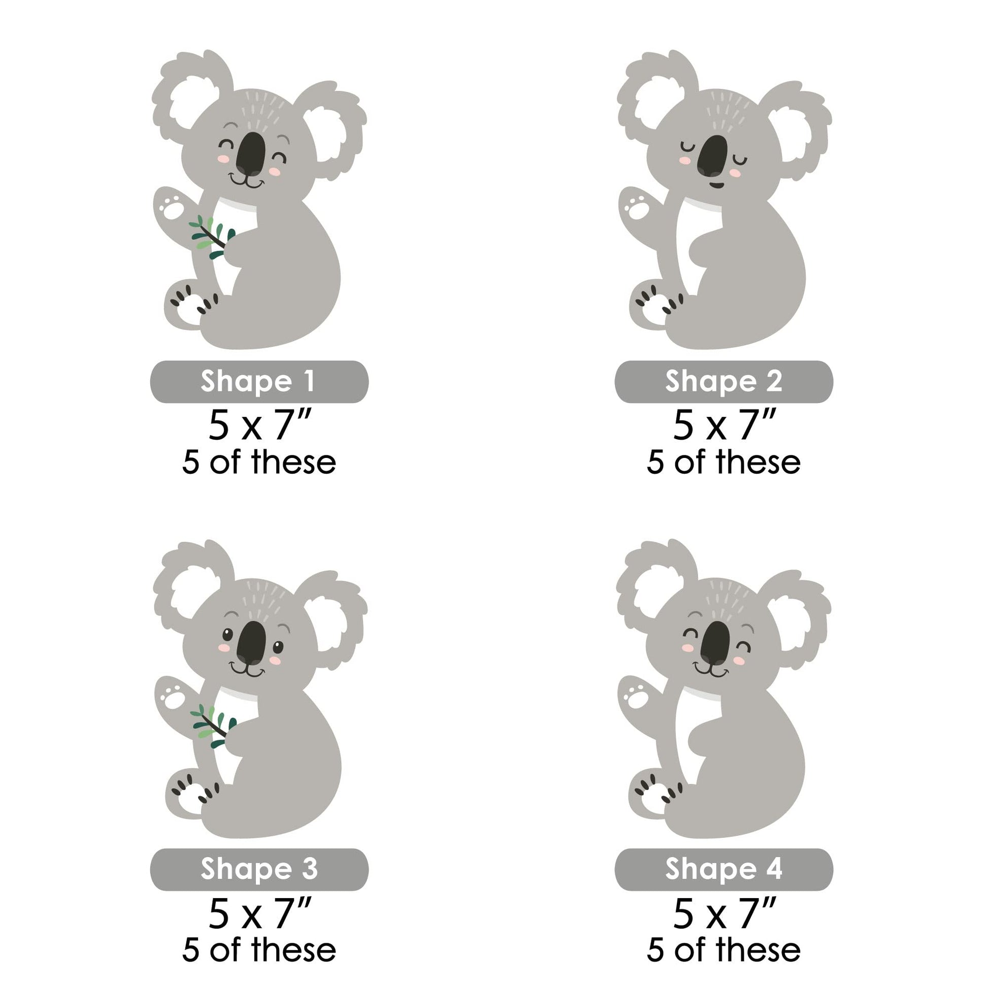 Big Dot of Happiness Koala Cutie - Waving Koala Decorations DIY Bear Birthday Party and Baby Shower Essentials - Set of 20