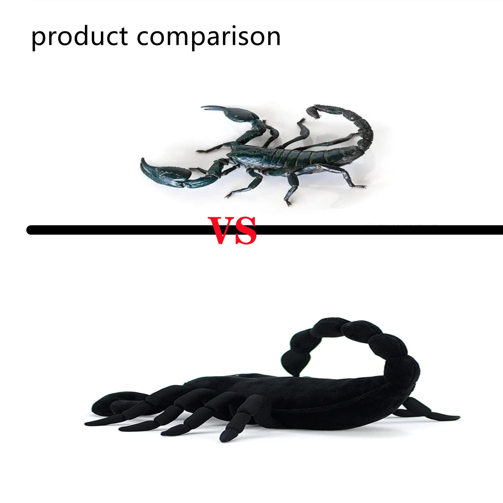 Tiny Heart Simulation Emperor Scorpion Plush Toy, 15.74inch Black Super Soft Realistic Scorpion Plush Stuffed Animal Toy Figure for Kids Halloween
