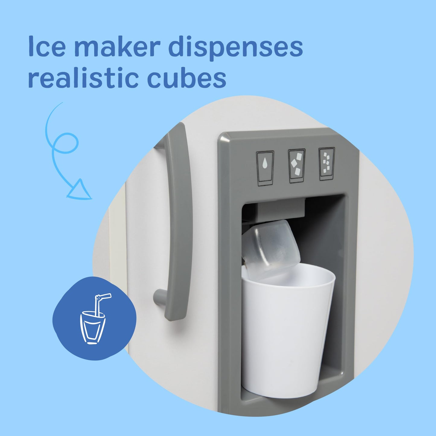 Melissa & Doug Wooden Chef’s Pretend Play Toy Kitchen with “Ice” Cube Dispenser - Cloud White, Kids Kitchen Play Set, for Toddlers and Kids Ages 3+ -