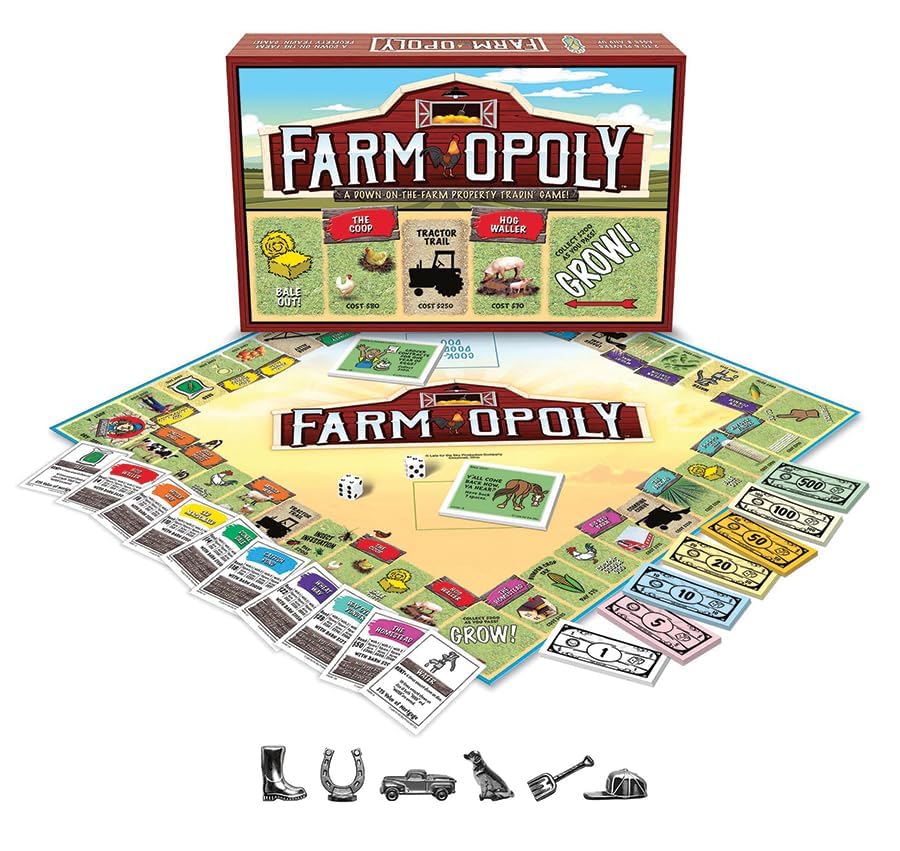 Farm-Opoly Board Game - A Down-on-The-Farm Property Trading Game! - for 2 to 6 Players Ages 8 and up