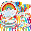 Rainbow Party Supplies, Happy Birthday Decorations for Girls & Boys -169pcs Rainbow Party Tableware Set Include 9" and 7" Party Plates and Napkins