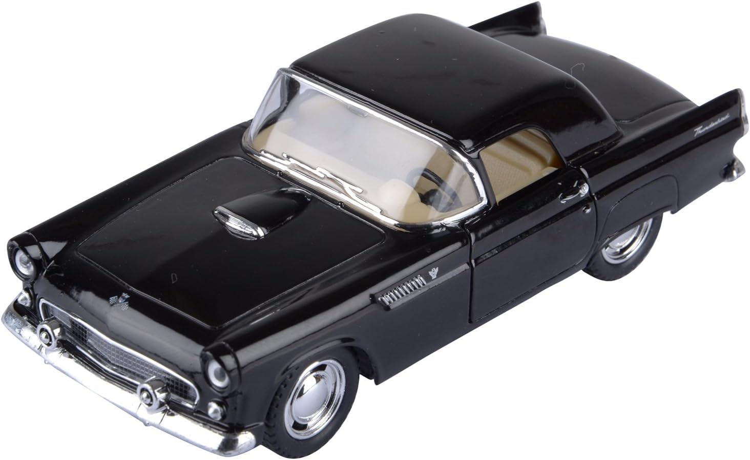 KiNSMART - 1955 Ford Thunderbird Hard Top 5" 1:36 Scale Metal Model Toy Classic Car (Black)