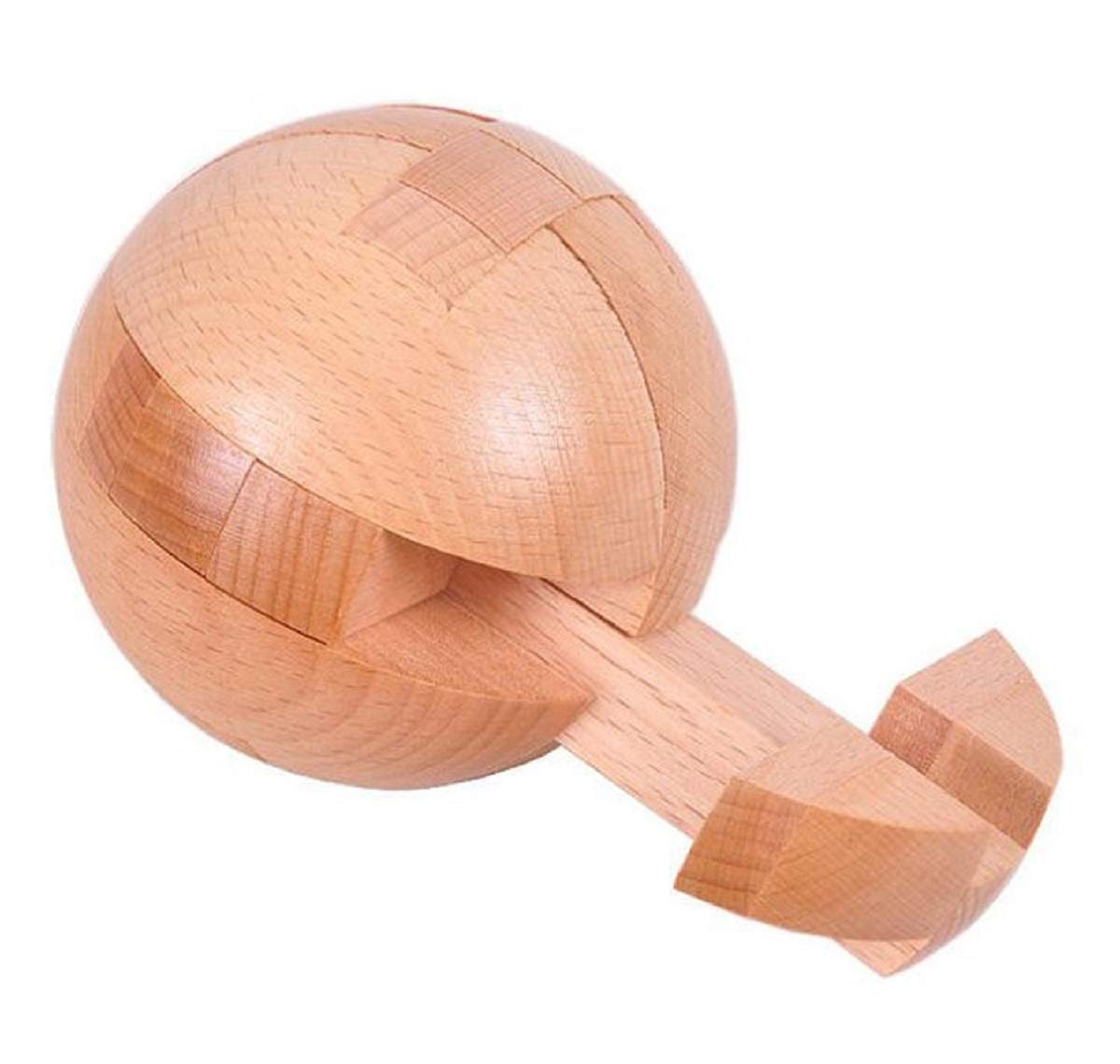 Handmade Wooden Puzzle Magic Ball Brain Teasers Toy Big Wooden Ball Lock Logic Puzzle Intelligence Game Sphere Puzzles for Adults Kids